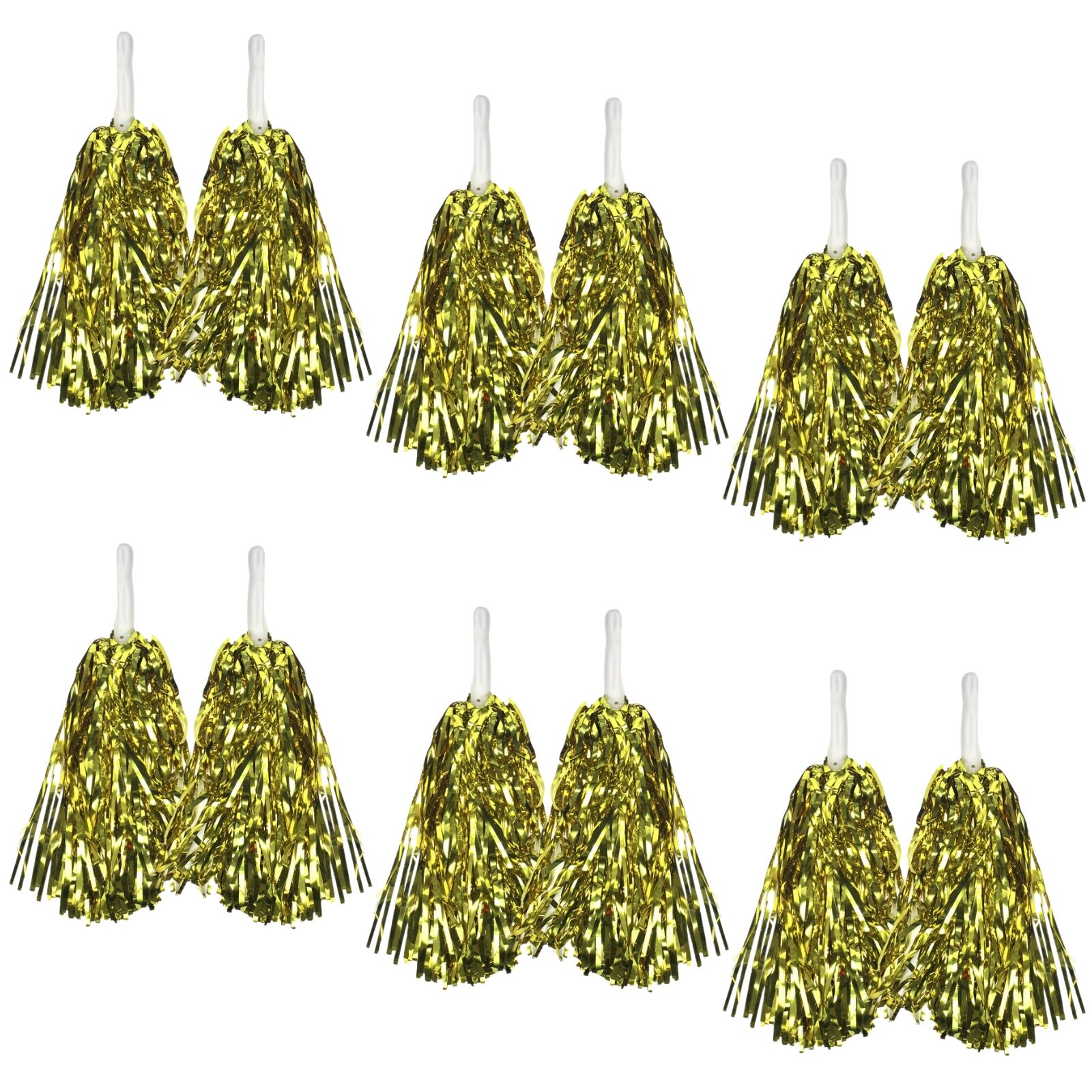 Yellow Metallic Cheerleading Pom Poms β Set of 6 with Easy-Grip Handles Australia Day